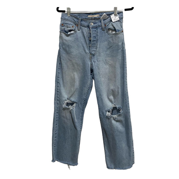 Levi's Ribcage Straight distressed Straight light wash Jeans sz 29 - Picture 1 of 7